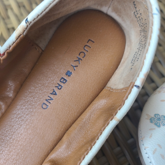 Lucky Brand Eikia Shoes Ballet Flats Floral Cream Soft Leather Size 7 - Picture 9 of 12